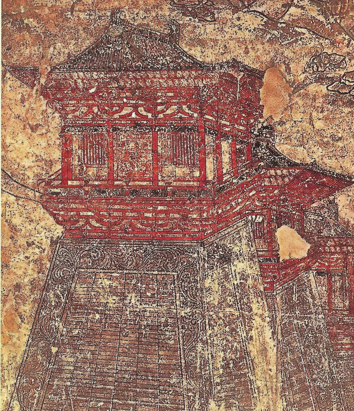 From Paludan's source: "Early 8th century murals in Prince Yide's tomb give an idea of the magnificence of Chang'an's city walls with their towering gate and co