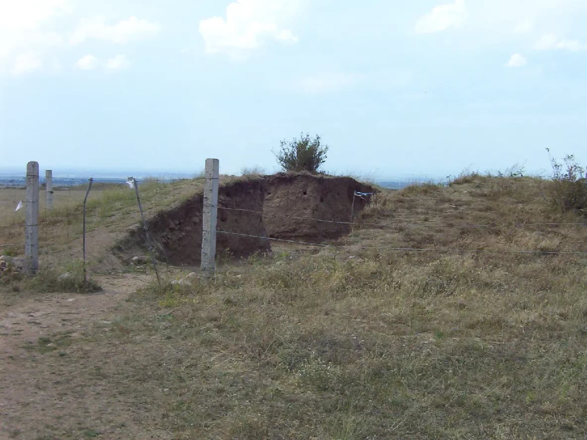 One of the excavated kurgans at the Issyk kurgan site in Kazakhstan.