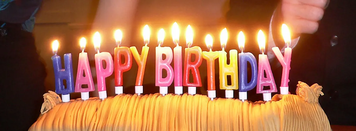 Candles spelling "Happy Birthday"