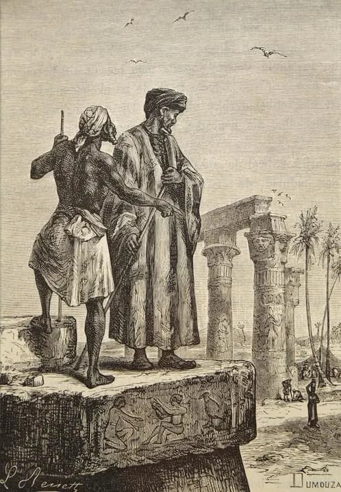 An illustration from Jules Verne's book "Découverte de la terre" ("Discovery of the Earth") drawn by Léon Benett. Ibn Battuta (1304-68/69) was a Maghrebi Berber