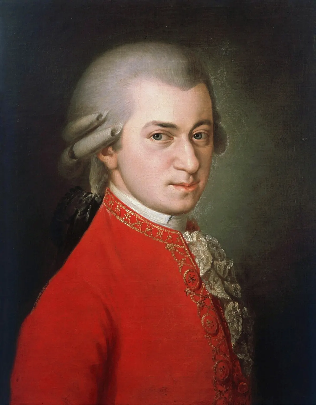 This posthumous portrait of Wolfgang Amadeus Mozart was painted by Barbara Krafft at the request of Joseph Sonnleithner in 1819, long after Mozart died. Sonnlei