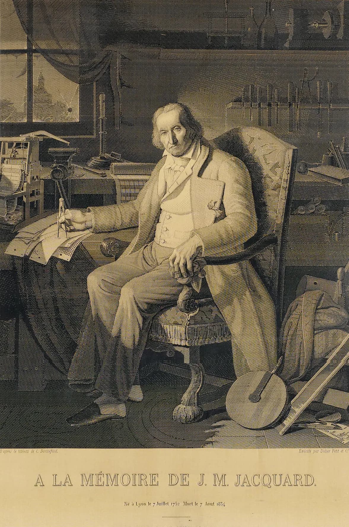 Portrait en soie tissée de Jacquard